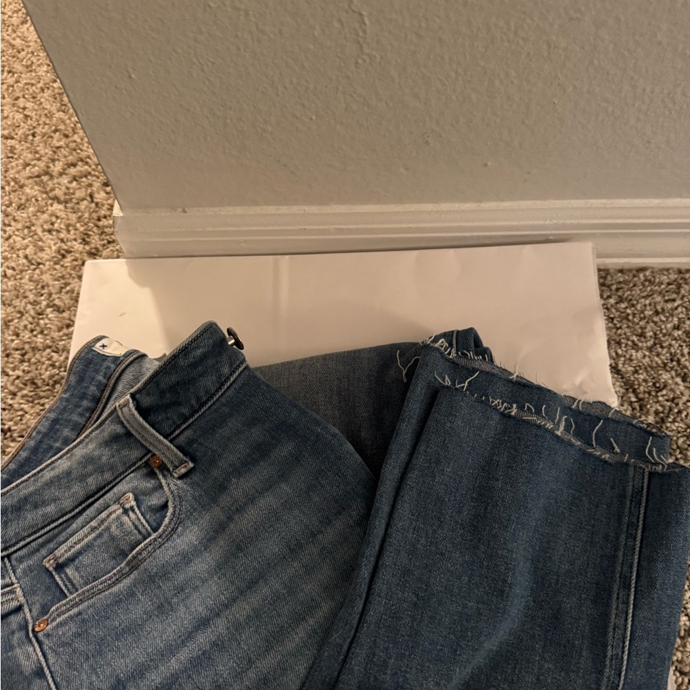 PAIGE Distressed Blue Ankle Jeans